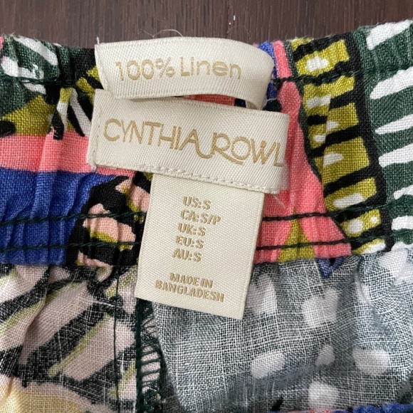 Cynthia Rowley Tropical/Floral 100% Linen Wide Leg Pants - Picture 7 of 8